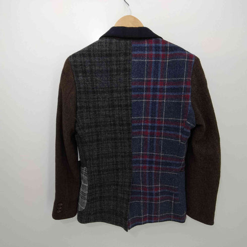 BG birdgir ツイードヘリンボーンチェック切替カモ柄ライニング2Bテーラードジャケット レディース  XS